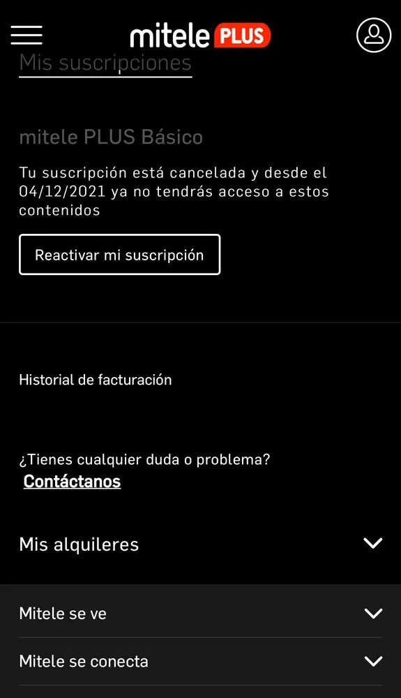 Cómo dar de baja miTele Plus, paso 6