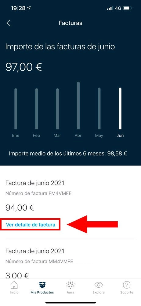 Cómo consultar facturas en Mi Movistar, paso 3