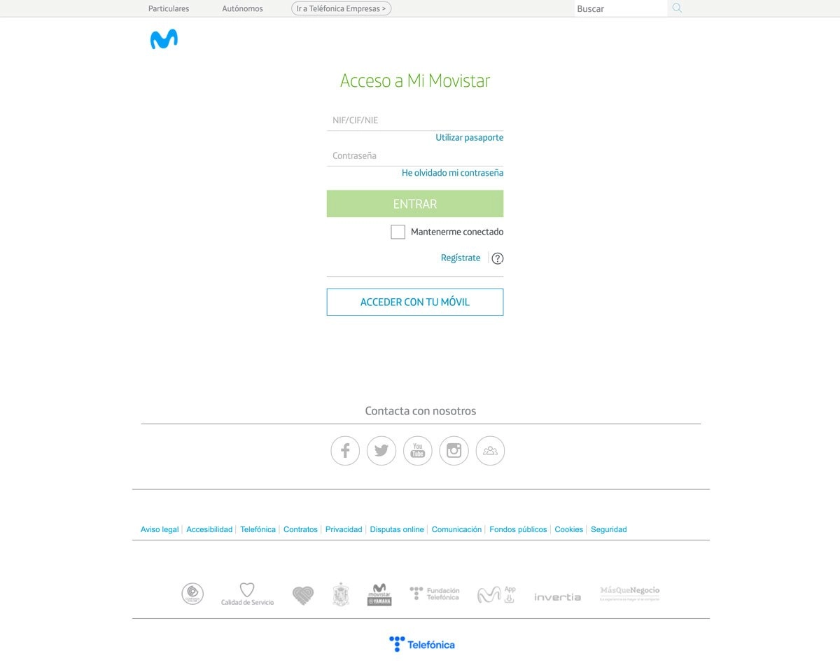 Cómo consultar facturas Movistar área cliente, paso 1
