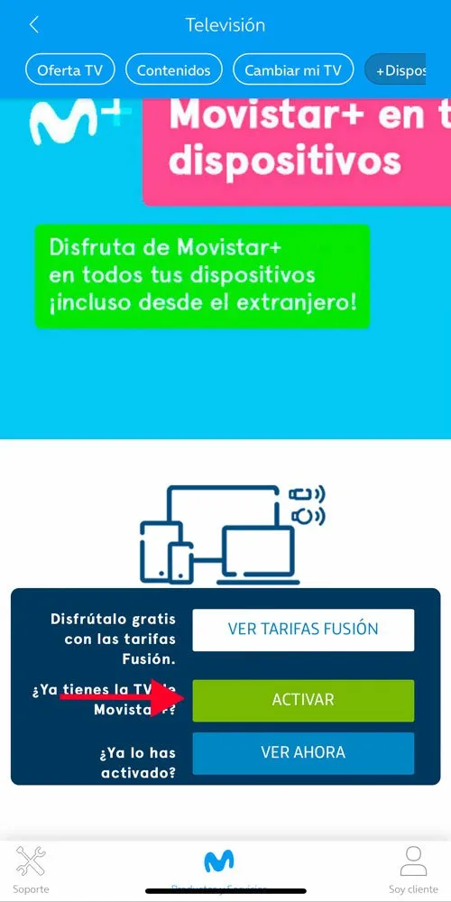 Cómo activar Movistar+ en dispositivos Cómo activar Movistar Plus en dispositivos, paso 1