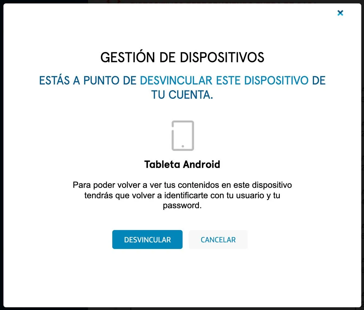 Cómo ver y gestionar los dispositivos conectados a Movistar+ Cómo desvincular dispositivos app Movistar Plus, paso 2
