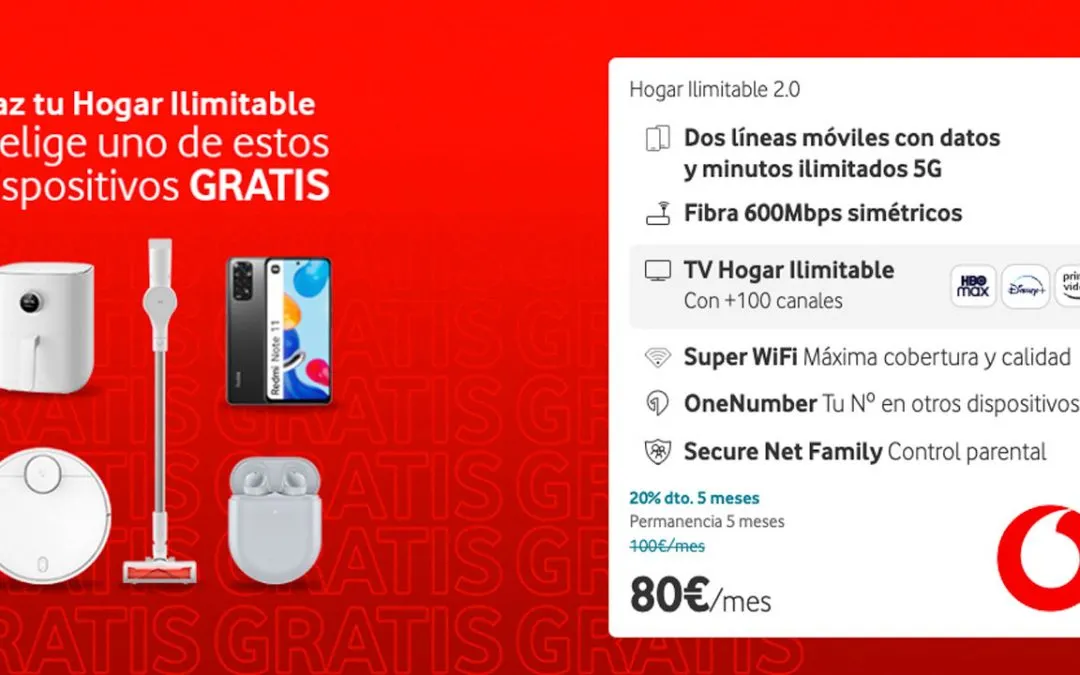 Smartphone, auriculares, aspiradora o freidora sin aceite gratis: la nueva oferta de Vodafone