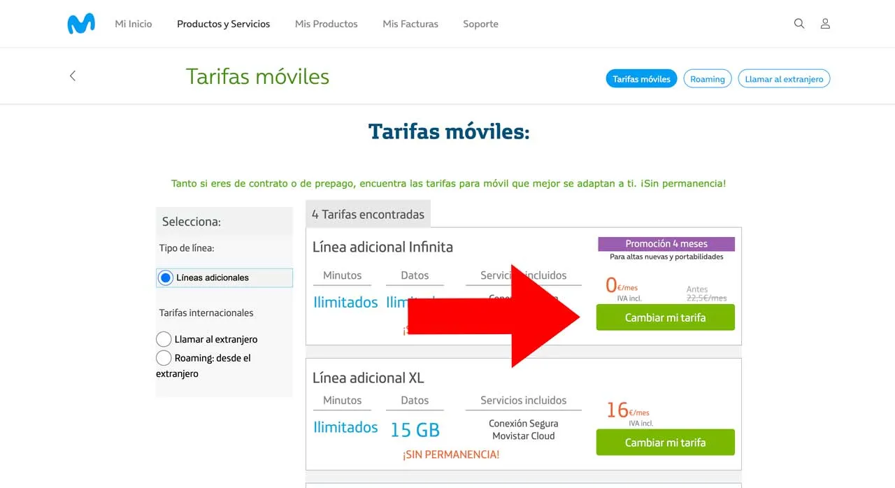 Cómo cambiar tarifa Movistar, paso 4