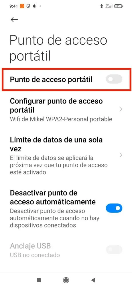 Cómo compartir WiFi Android, paso 2