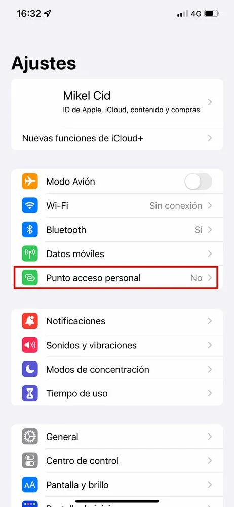 Cómo compartir Wifi iPhone, paso 1
