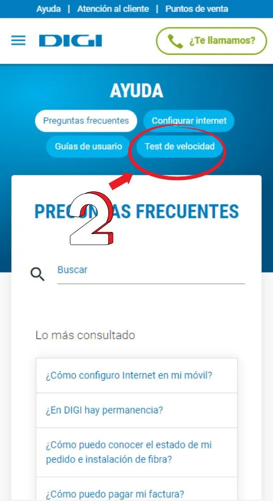 Paso 2: Cómo hacer el test de velocidad de Digi