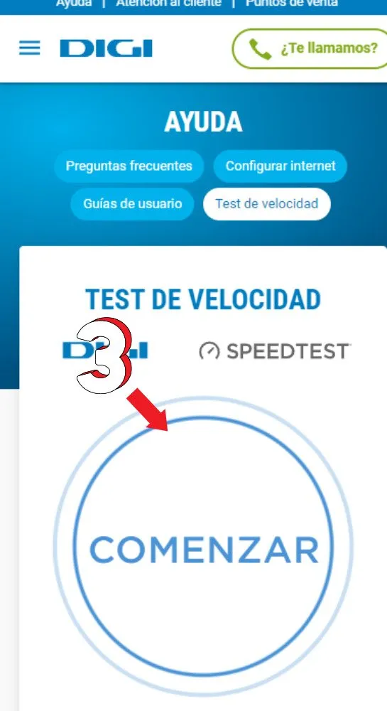Paso 3: Cómo hacer el test de velocidad de Digi