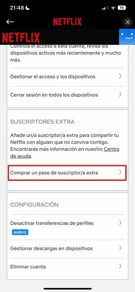 Cómo crear suscriptor extra Netflix, paso 3