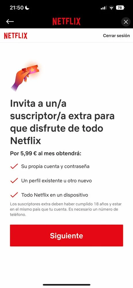 Cómo crear suscriptor extra Netflix, paso 4