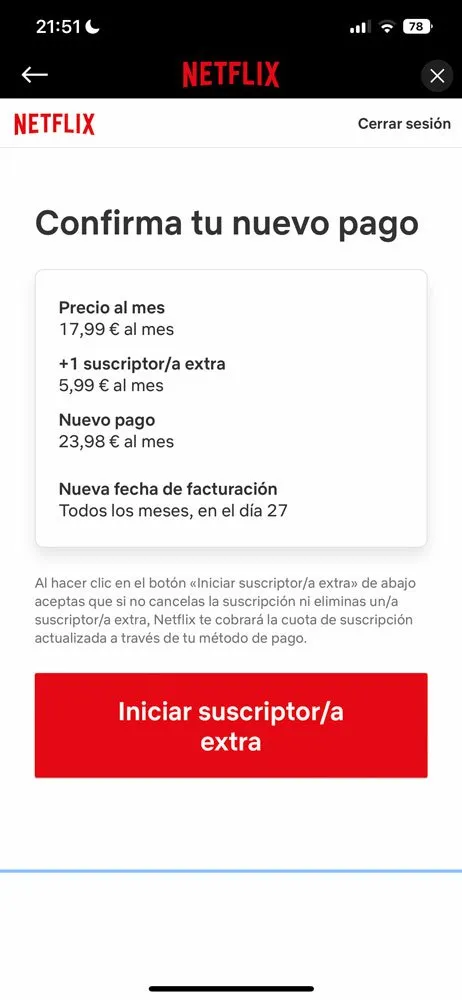 Cómo crear suscriptor extra Netflix, paso 5
