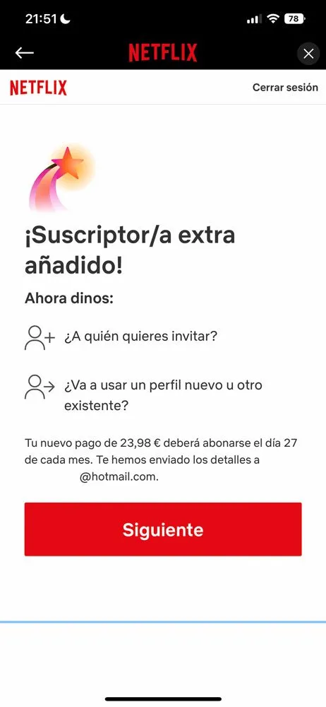 Cómo crear suscriptor extra Netflix, paso 6
