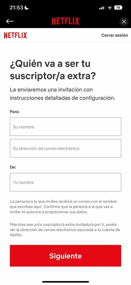 Cómo crear suscriptor extra Netflix, paso 7
