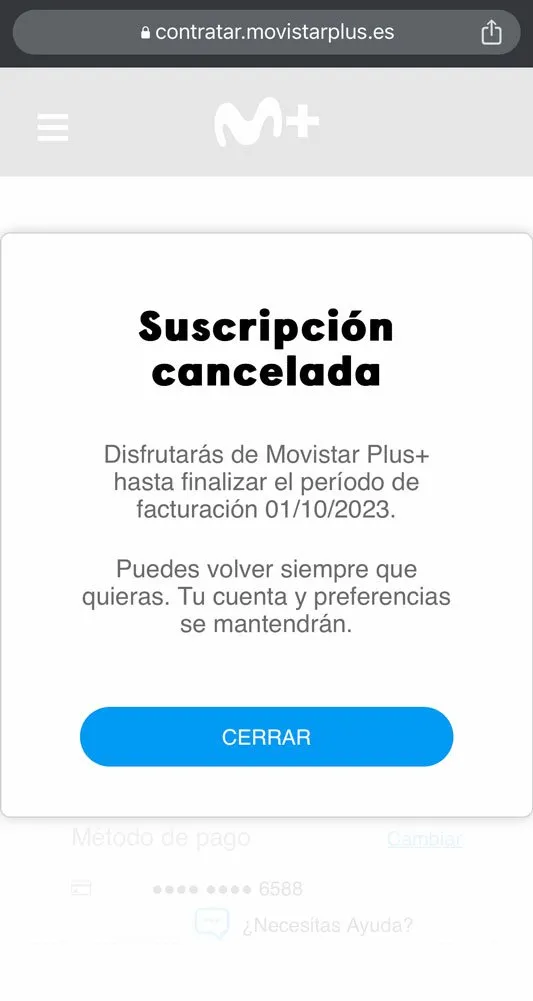 Cómo dar de baja Movistar Plus+, paso 4