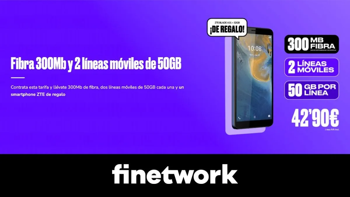 Móviles gratis con Finetwork: opciones y condiciones para hacerte con uno Nuevo pack fibra dos móviles Finetwork