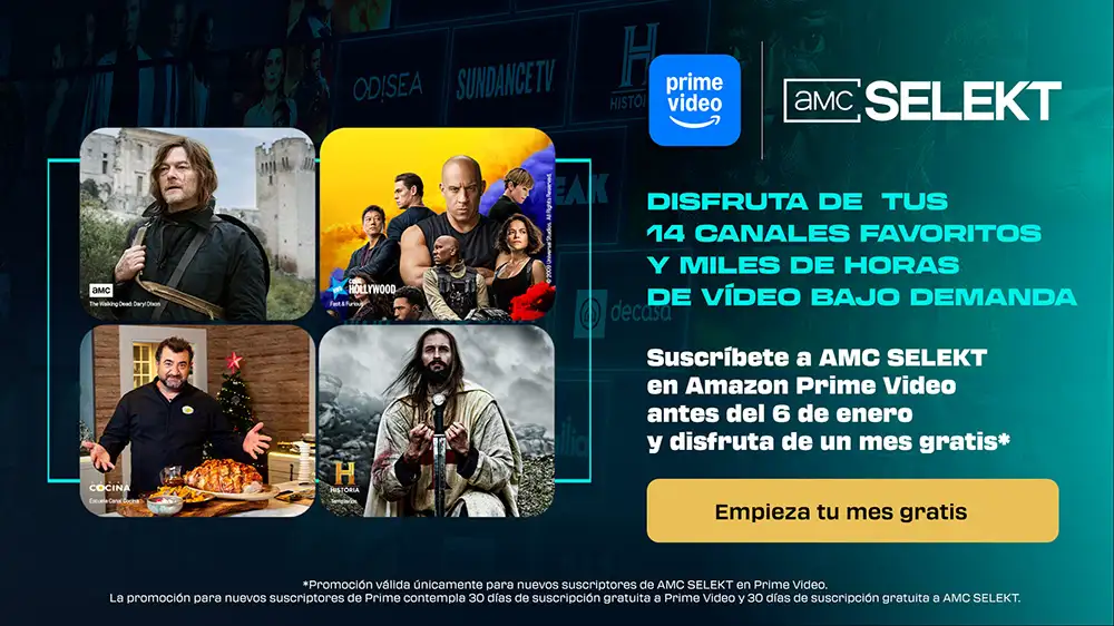 Dónde ver Canal Cocina, Decasa o Historia: operadores y plataformas Oferta para acceder a AMC Selekt desde Prime Video